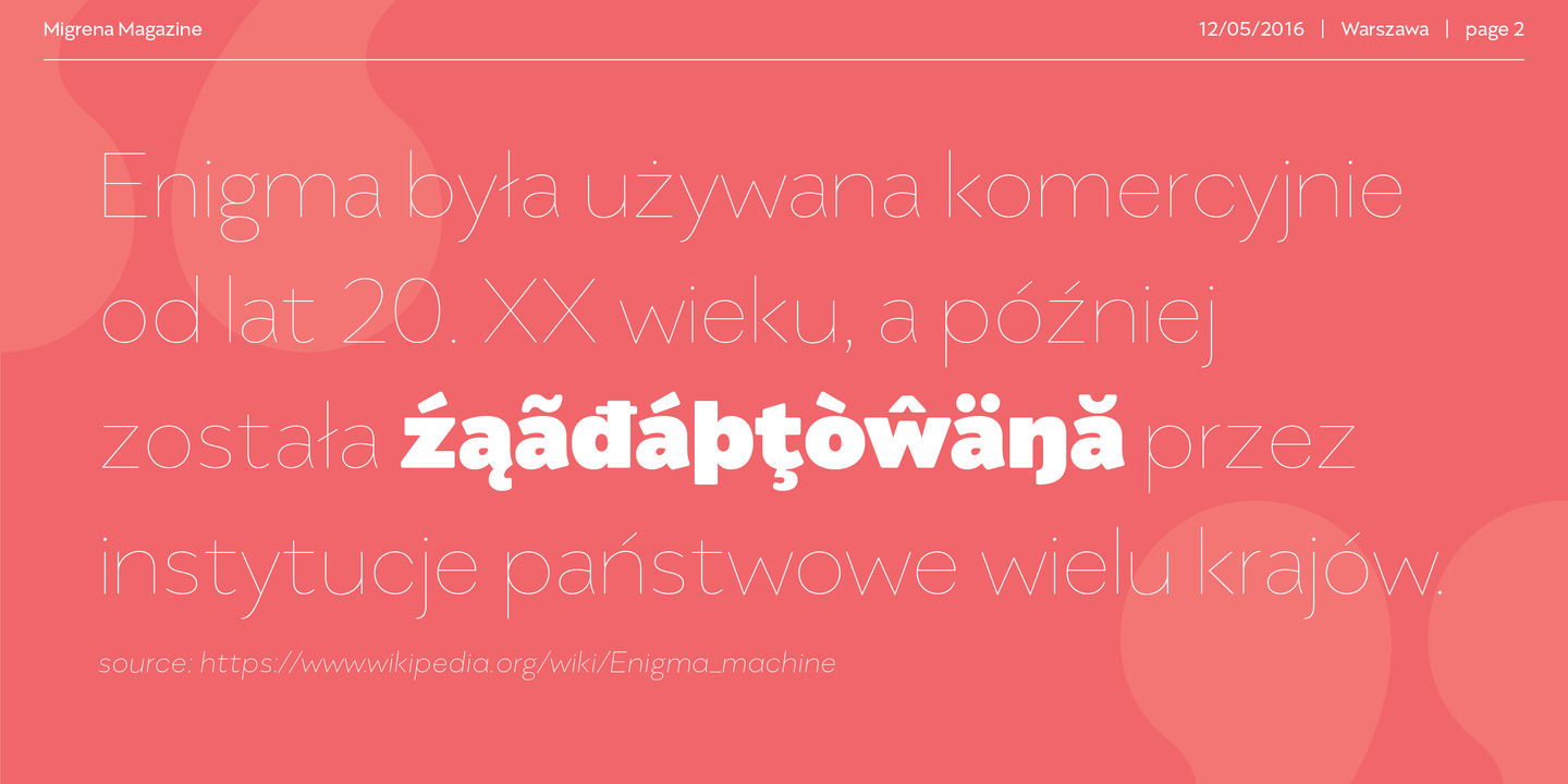 Migrena Grotesque Ultra Light italic Font preview